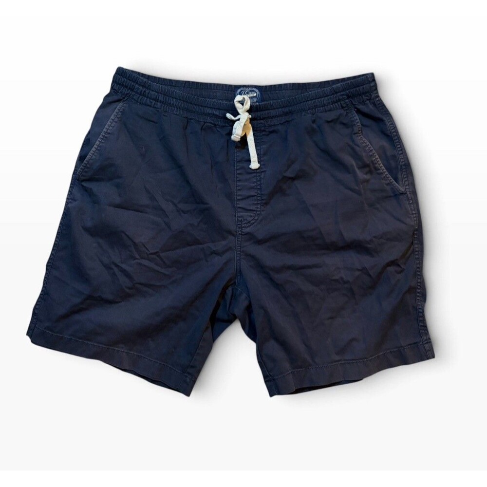 J.CREW Men's Navy Dock Shorts, 6" Elastic Waist, Drawstring, Size Large